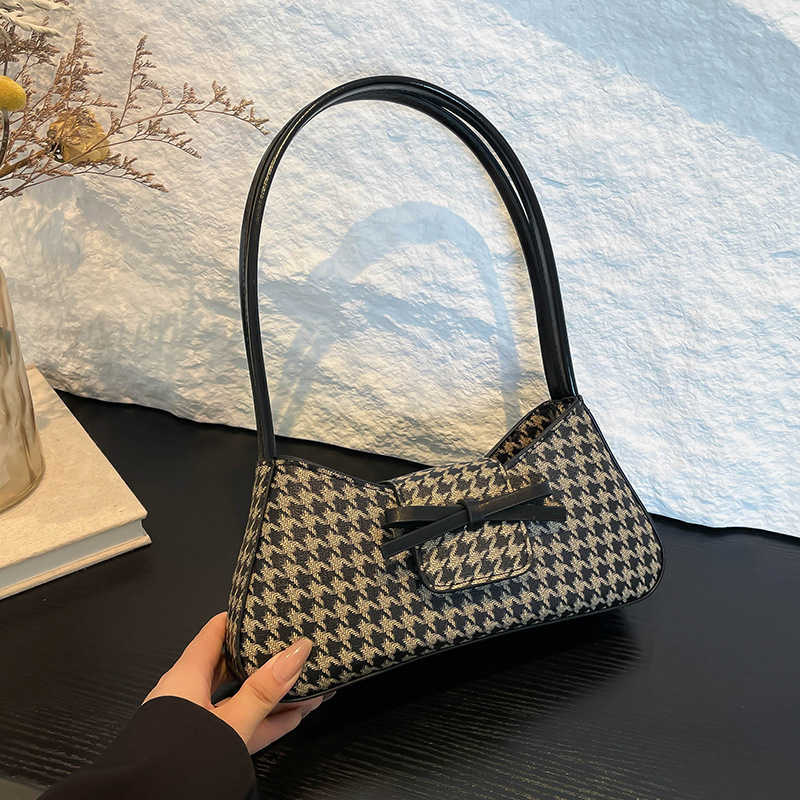 Women's handbag niche bow leopard print bag for women fashion personality handbag single shoulder armpit baguette bag 240915