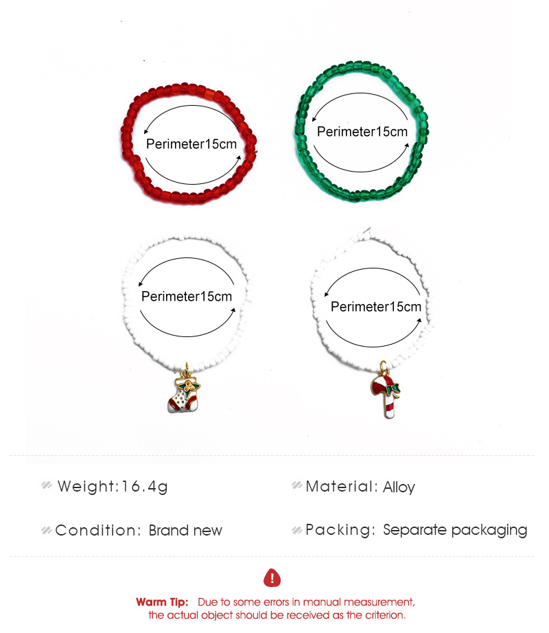 Handmade Colorful Christmas Beaded Bracelet Set - Ornamental Gift for Festivals