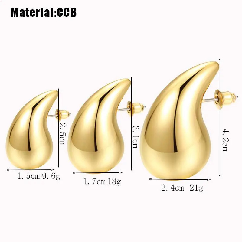 2024 Flow Plate Gold Short and Fat Water Drop Dupes Female Water Drop Earrings Personalized Gloss Tear Drop Earrings Jewelry Gifts 240905
