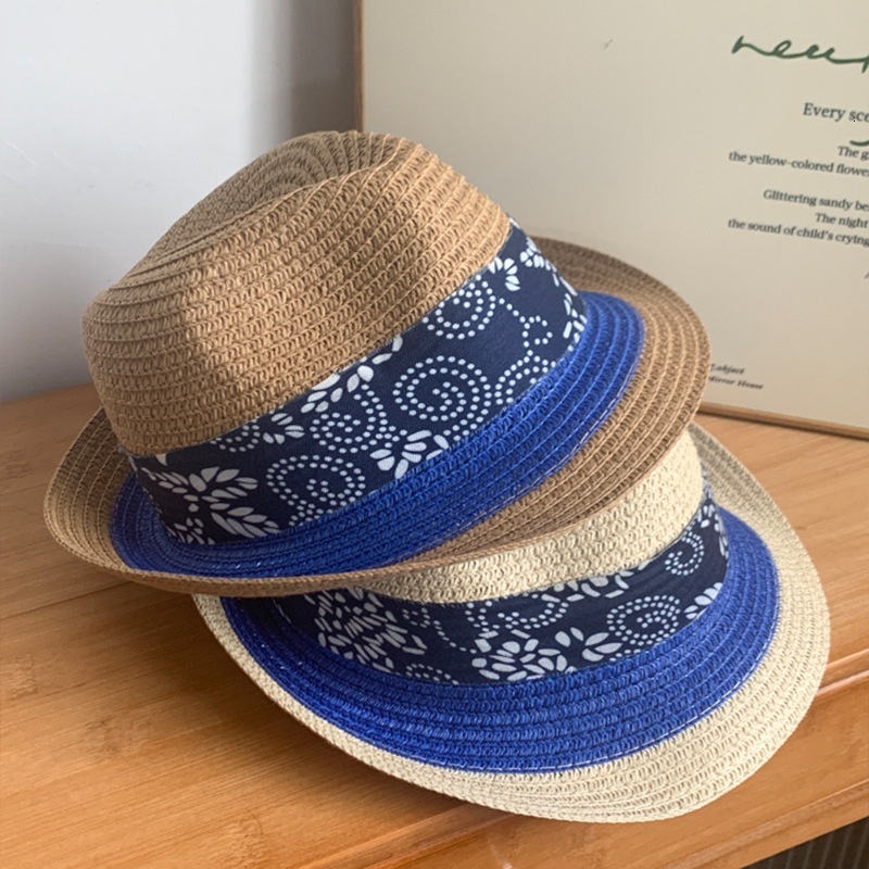 New ethnic style hat, Yunnan tie dye cloth top hat, spring and summer travel sun hat, fashionable and versatile straw hat