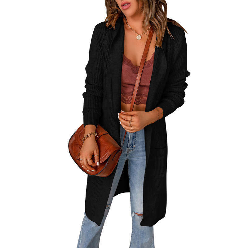 2024 Fashion Autumn/Winter New Solid Color Hoodie Women's Medium/Long Long Sleeve Sweater