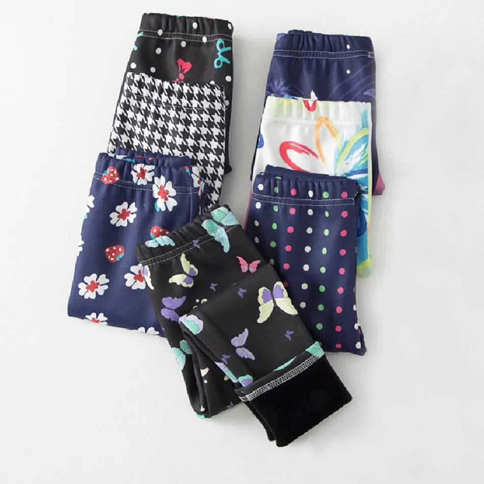 Thick Plush Lined Girls Winter Cozy Leggings Soft Elastic Waisted Long Pants for Children Suitable Autumn and Winter Outdoors Y240906