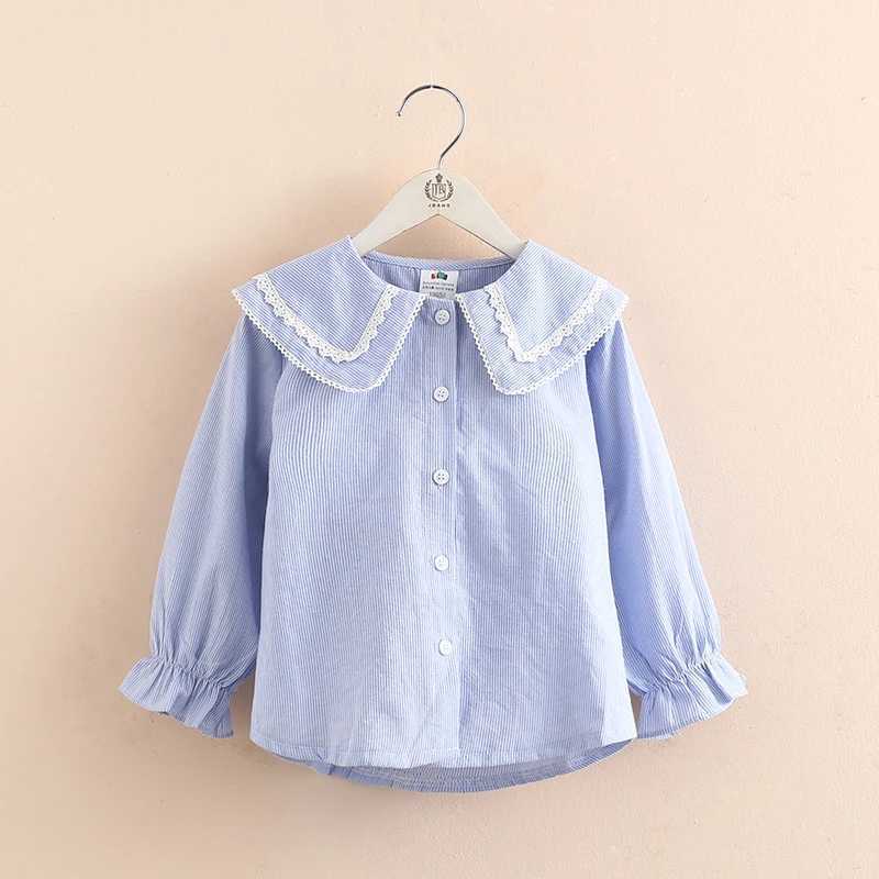 2024 New Spring Autumn 2 3 4 6 8 10 Years Children Clothing Turn-Down Neck Cotton Tops Kids Baby Girls Long Sleeve Blouse Shirt Y240906