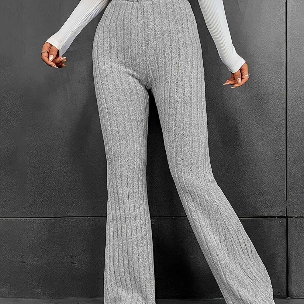 Fashionable casual solid color micro flared high waisted pants for women, slim fit slimming, 2024 autumn and winter new women's clothing