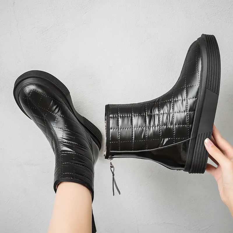 Womens winter thick soled waterproof plus velvet warm cotton shoes platform anti slip shoes womens ankle boots CL240906