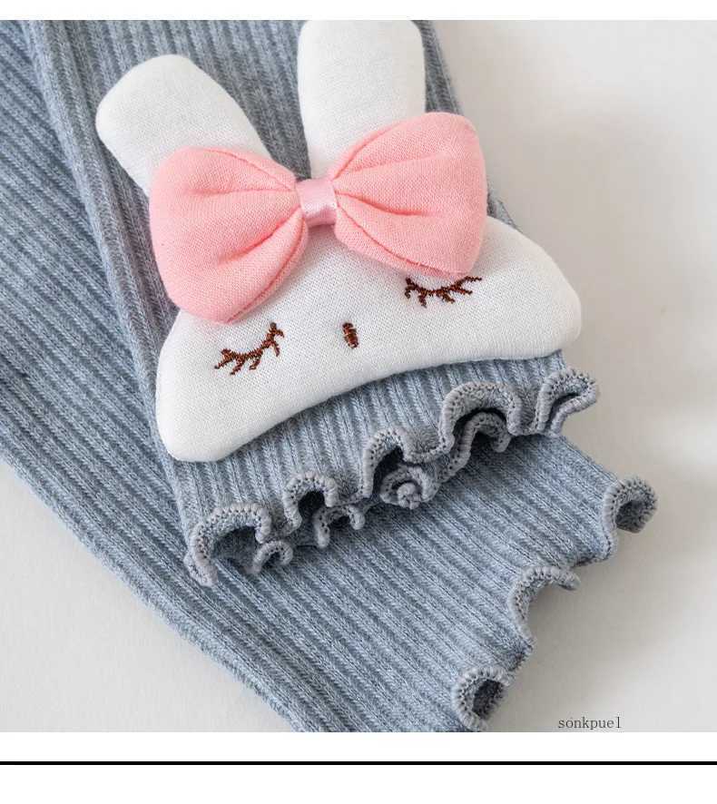 2024 New Autumn Baby Girls Bunny Solid Color Skinny Pants Kids Leggings Infant Trousers Y240906