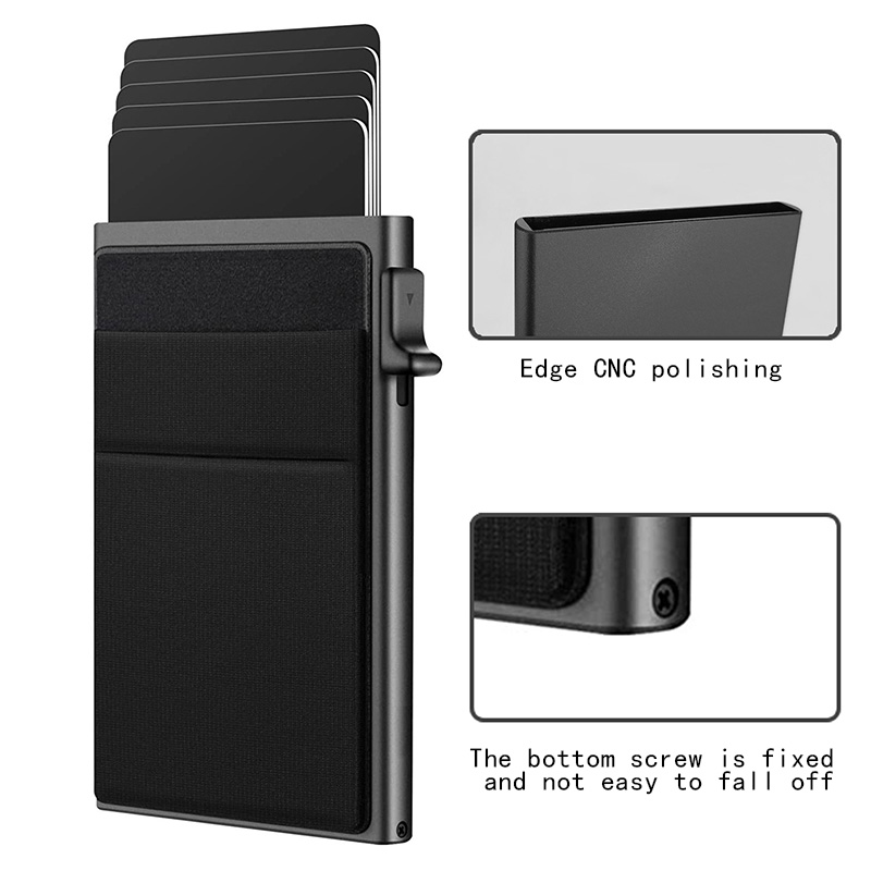 Men's Aluminum Alloy RFID Side Push Card Box - Secure Metal Bank Card Holder