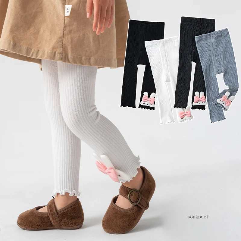 2024 New Autumn Baby Girls Bunny Solid Color Skinny Pants Kids Leggings Infant Trousers Y240906