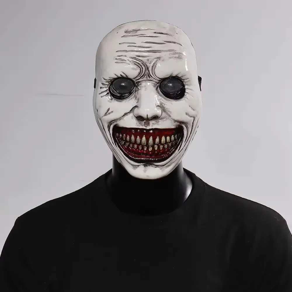 Halloween Mask Smiling Demon Horror Mask Scary Halloween Creepy Horror Costume Mask with White Eyes Suitable for Men and WomenXJ240905
