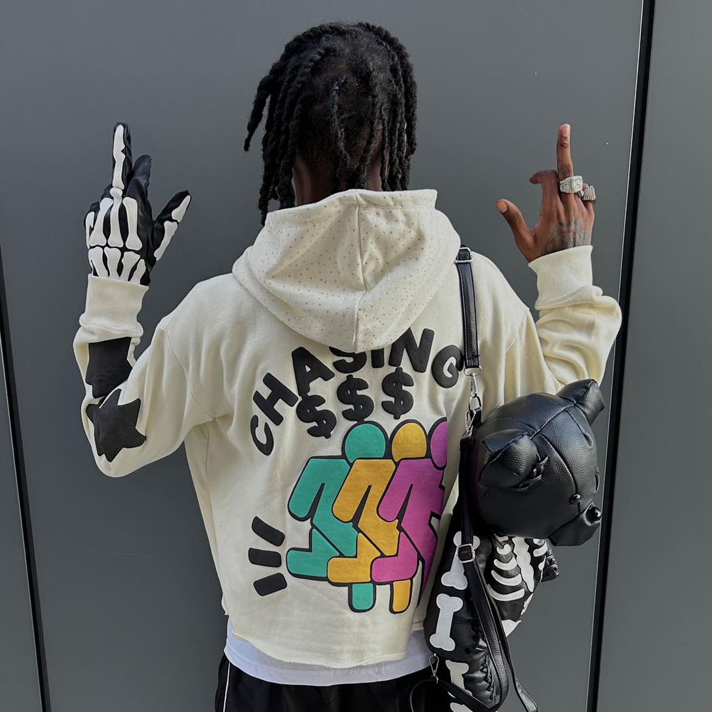 Men's Hoodies Y2K Retro Streetwear Hoodie Pull-Over Foam who cares Print and Rhinestone Design Sweatshirts