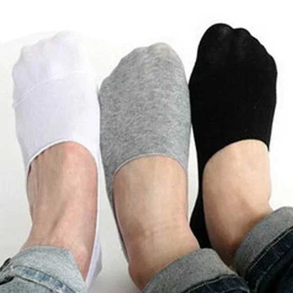 5/10pairs Summer Invisible Socks for Men Ankle Short No Show Low Cotton Black White Non-slip Silicone Thin Sock Breathable Y240906