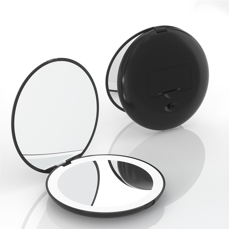 Compact Mirror With Light, 1x/10x Magnification Travel Makeup Mirror, Handheld 2-sided Mirror, Compact Mirror For Purses Espejo Compacto Con Luz