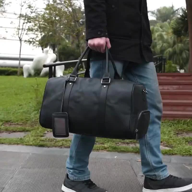 mens travel bag casual leather large capacity shoulder strap with shoes lage outdoor sunshine 240903
