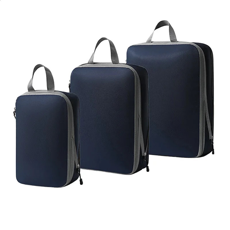 3pieceset travel bag compressible packaging cubic waterproof storage outdoor foldable luggage manager with handbag 240906