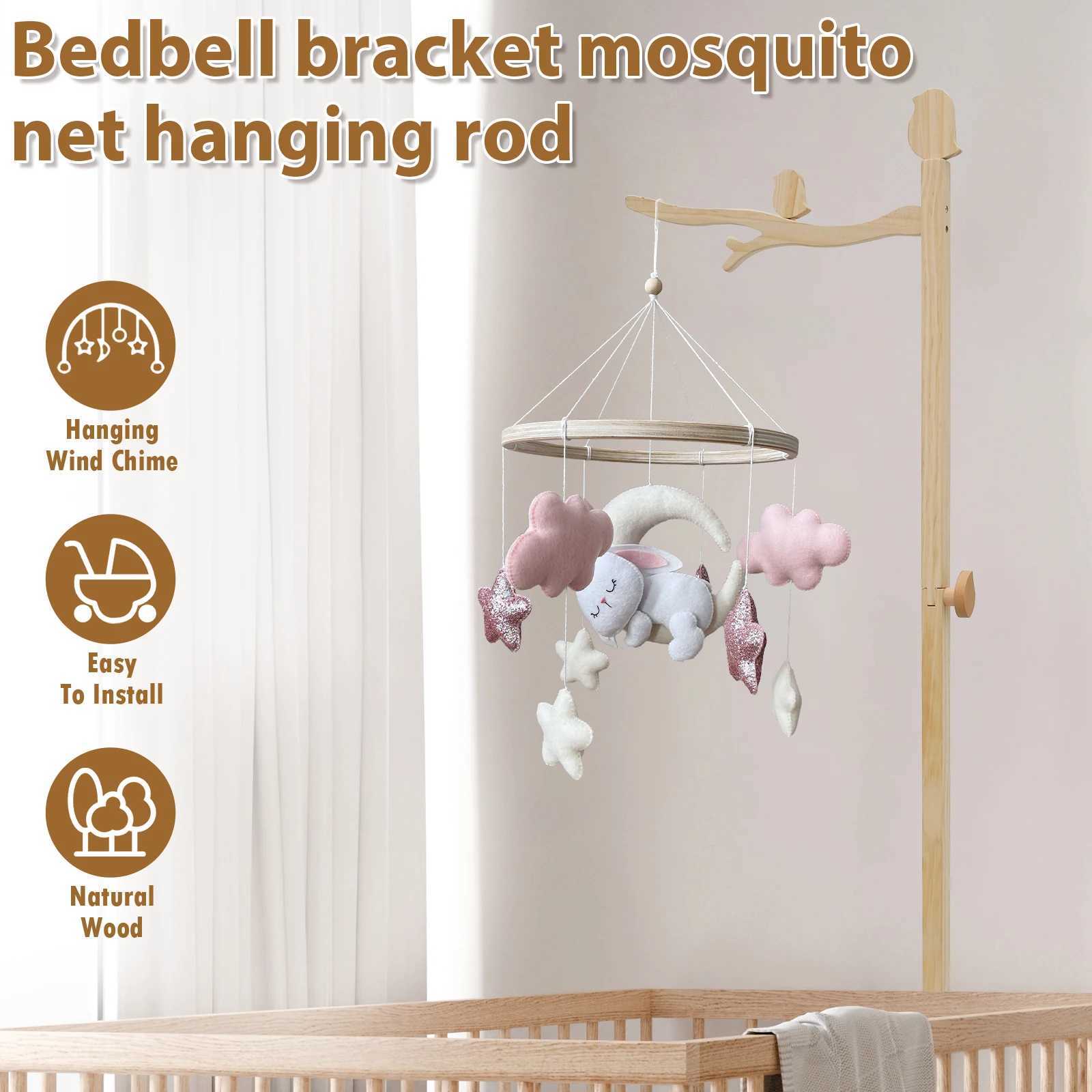 Crib Mobile Arm Wooden Bed Clock Floor Bracket Mosquito Net Hanger for Nursery Hanger Joystick Toy Rod Mobile Hanger W240815