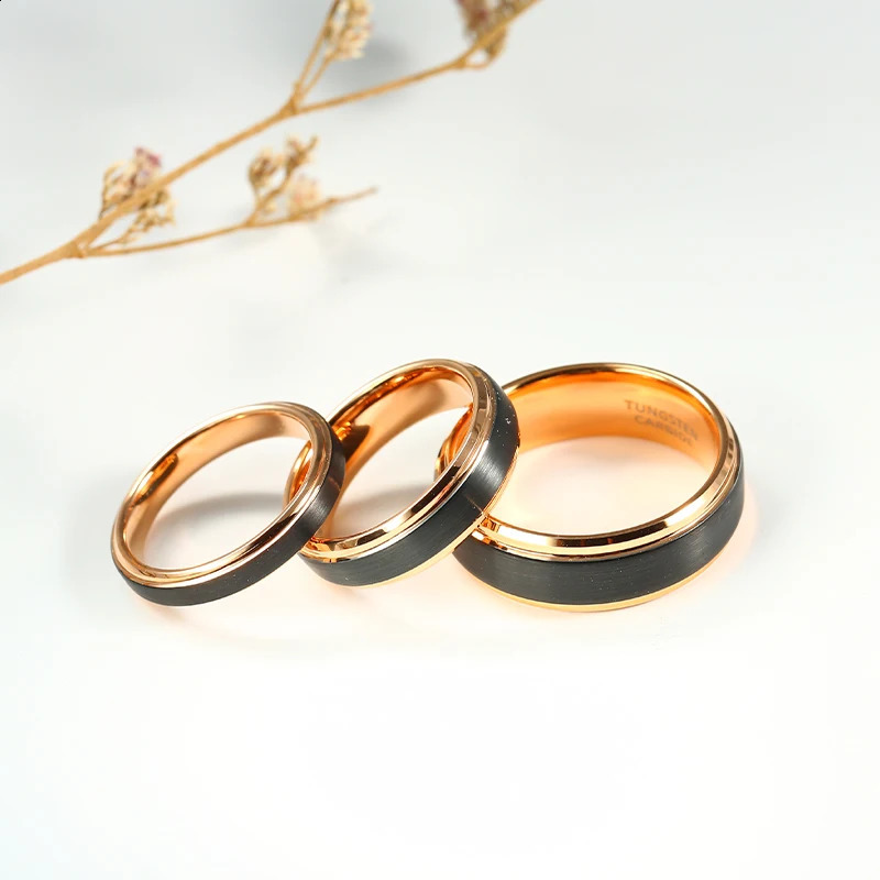 Classic Wedding Bands For Women Men Couples Tungsten Carbide Rose Gold For Engagement Ring anillo tungsteno pareja boda 4/6/8mm 240905