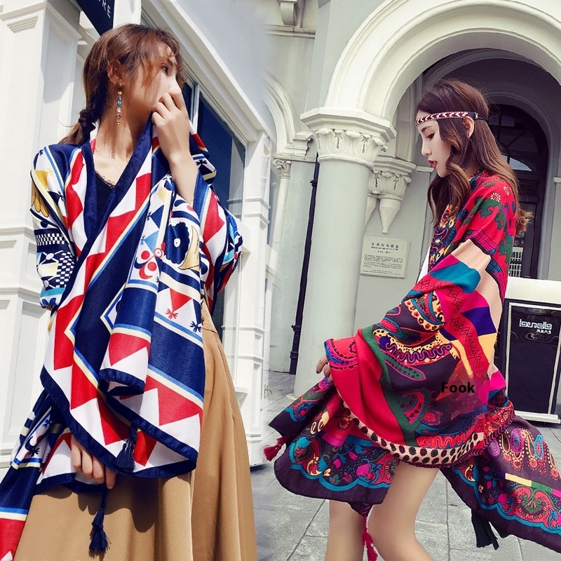 Summer cotton and linen scarves, travel scarves, sun protection and air conditioning scarves, women's beach scarves, ethnic style scarves