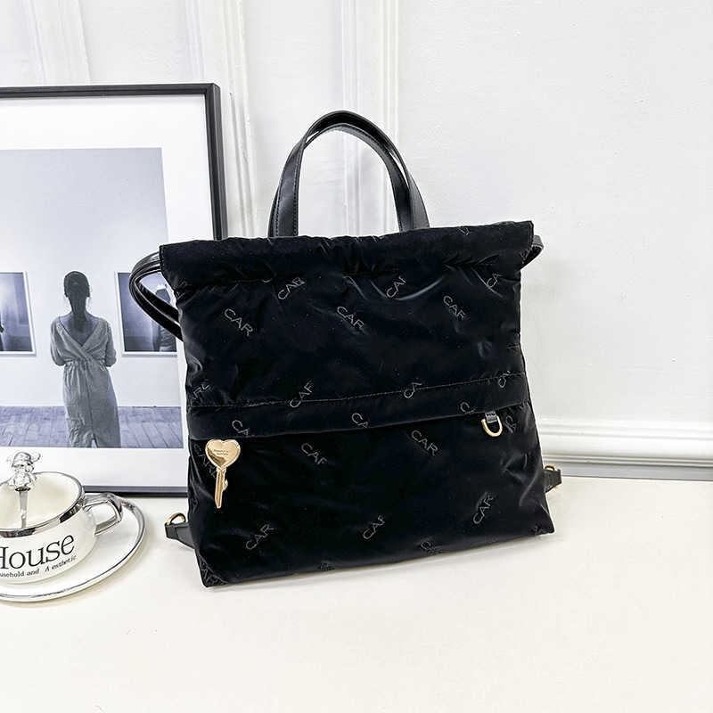 Spring summer letter backpack women's bag niche versatile backpack Korean version drawstring large capacity shoulder bag fashion square bag 24091