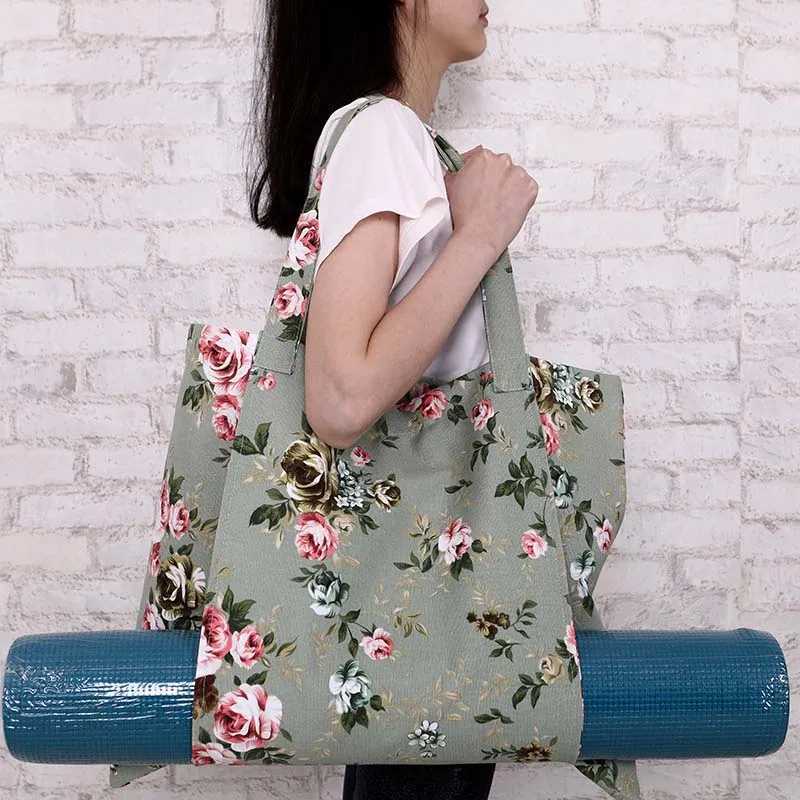 Durable canvas cotton yoga mat bag W240906