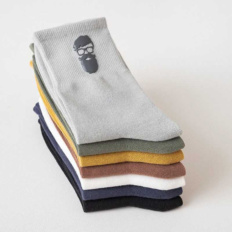 20 Autumn/Winter Solid Color High Waist Mens Socks Cotton Personalized Transformation Funny Mens Socks W240905