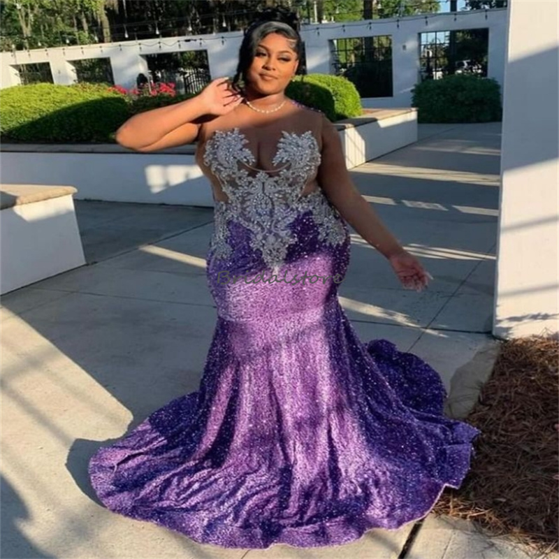 Shiny Red Black Prom Dresses 2025 Plus Size Sequins Mermaid Evening Dress 2025 African Nigerian O Neck Sleeveless Birthday Party Dress Special Occasio