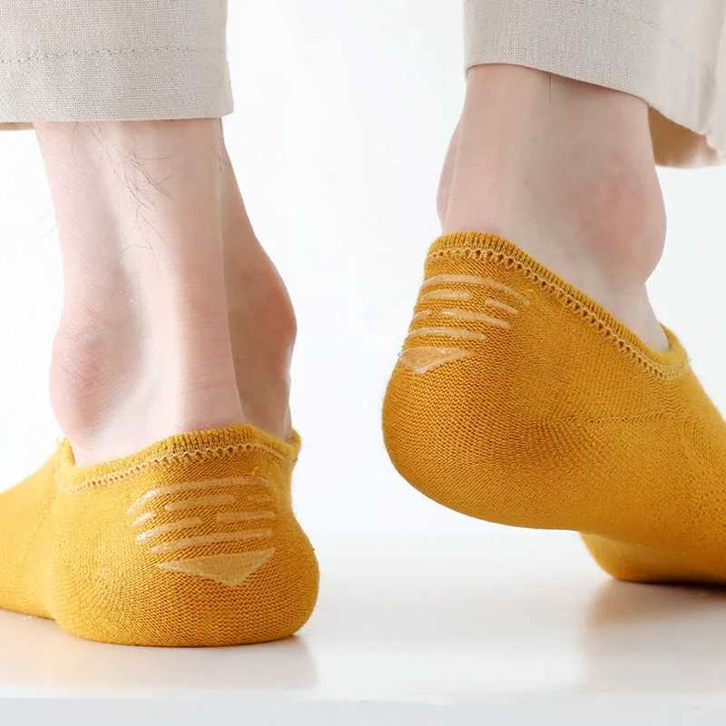 5 pairs/batch of summer mens breathable mesh boat socks solid color thin invisible sweat absorption sports pure cotton Meias EUR38-43 W240905