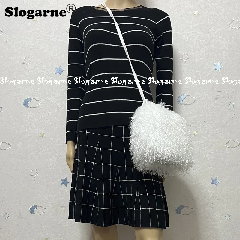 Fashionable artificial Mongolian wool leather bag beach fur shoulder womens long handbag y grille 240906