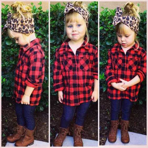 Child Kids Boys Girls Long Sleeve Plaid Check Tops Blouse Casual Clothes Y240906