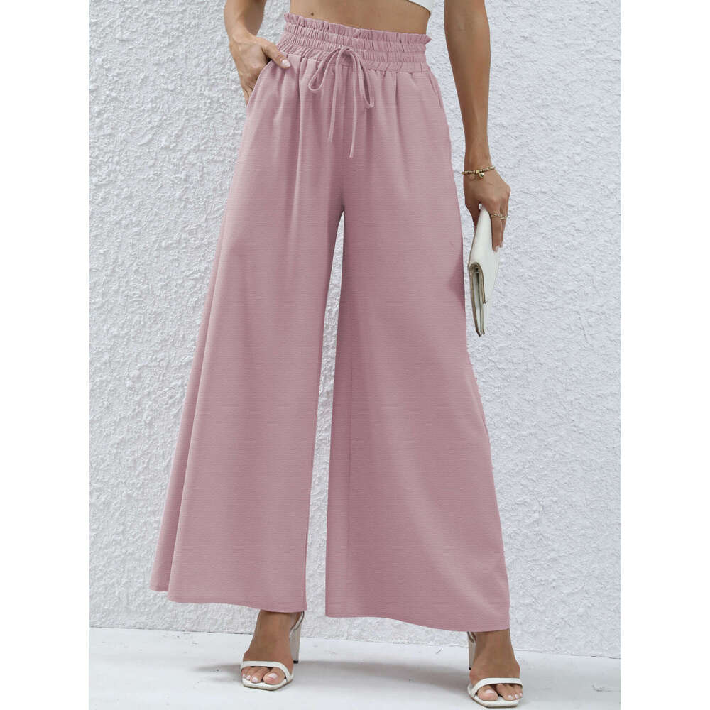 Fashionable for women in spring 2024, new high waisted casual pocket lace up pants