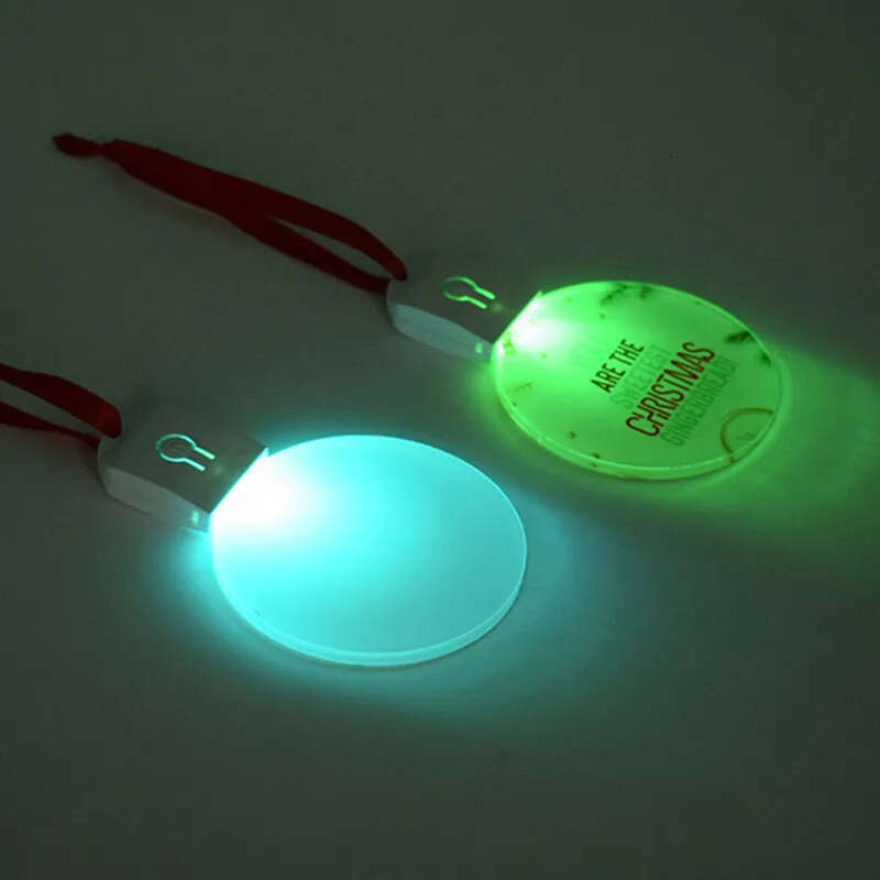 Blan Flashing Colorful LED Lights Sublimation Acrylic Led Pendant Light Christmas Decorative Ornaments Yfa373