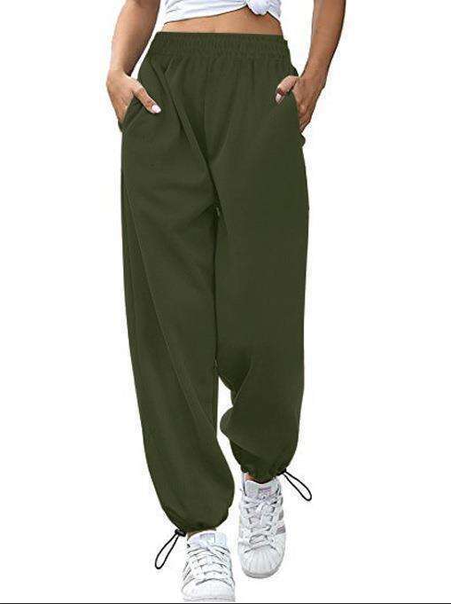 New women's sports and leisure drawstring wide pants with leg ties