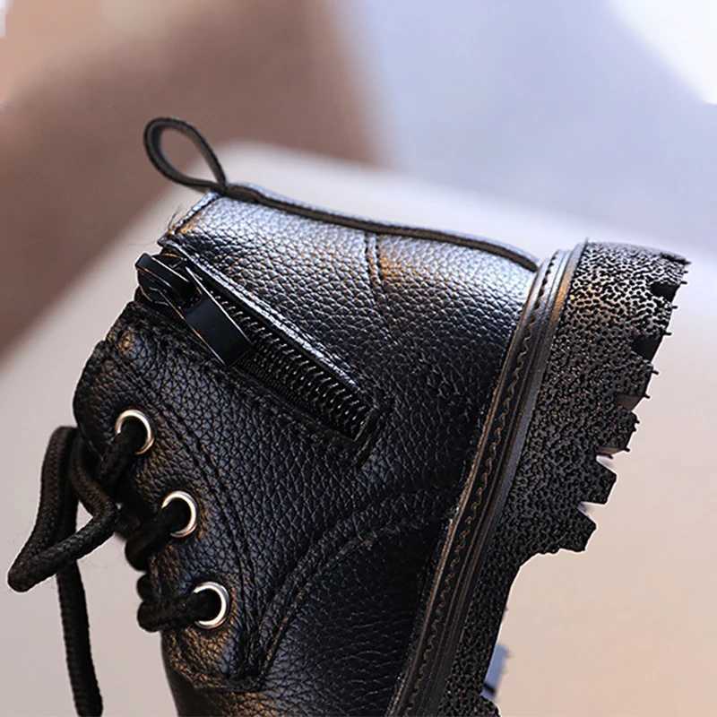 Children Boots Autumn Winter Solid Color Shoe Boys Leather Boots Girls Fashion Short Snow Boots Toddler Shoes M240906