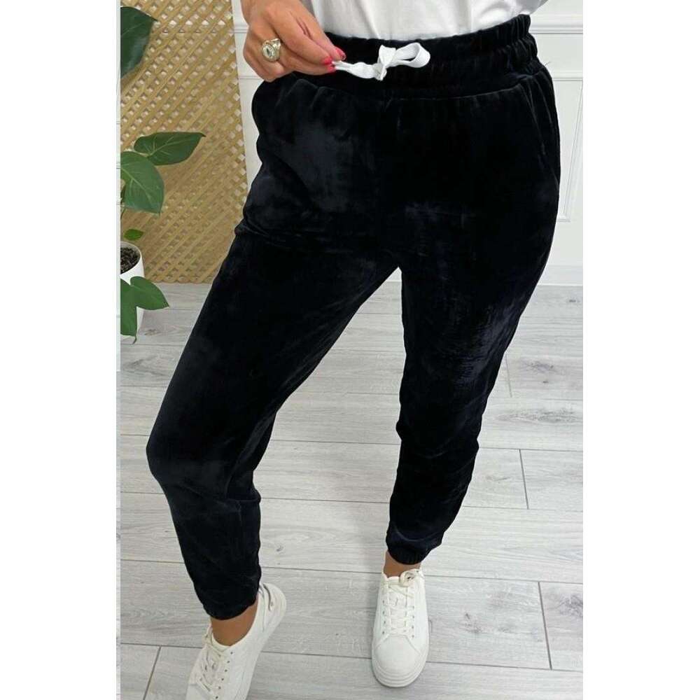 2024 autumn and winter versatile leg binding women's clothing, elastic waist tie, Korean velvet casual pants, sports pants