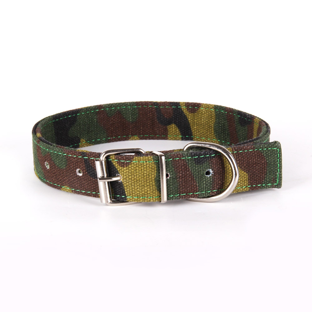 Medium and large training dog Camouflage wood camouflage collar Fashion canvas pet large dog collar collar collar