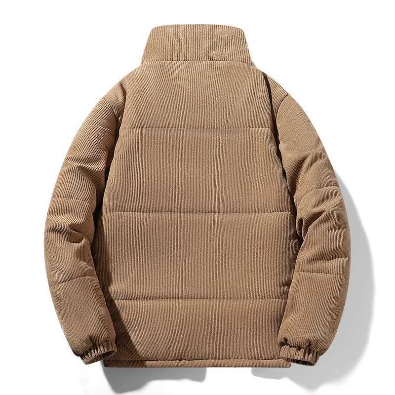 Men Corduroy Jacket Autumn Winter Warmth Thickened Outdoor Camping Loose Bread Clothing Men Stand Collar Cotton-padded Clothing M240906