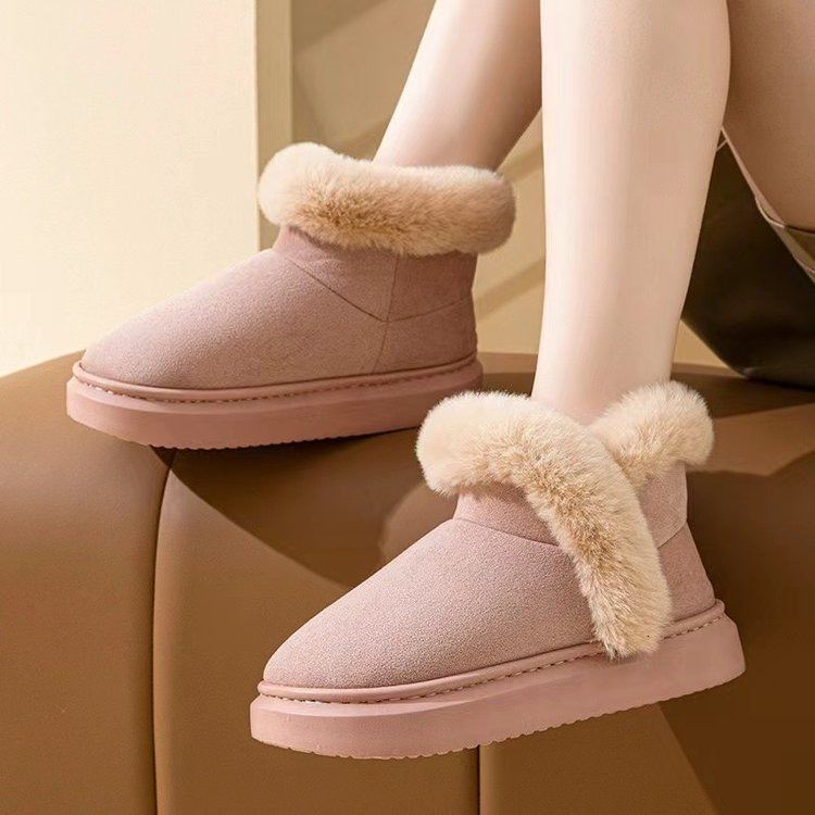 Network red cotton shoes fashion Korean version of all-match snow boots women 2024 winter new thick soles plus fleece warm short cotton boots