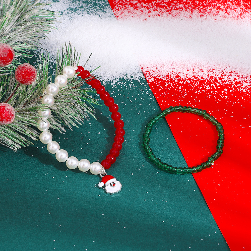 Festive Christmas Beaded Jewelry Collection - Unique Miyuki Seed Bead Bracelets Featuring Jolly Old Saint Nick