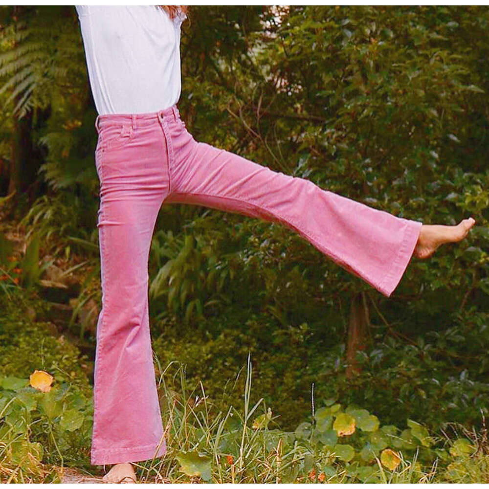 2024 Spring Fashion New Corduroy Bellbottom Wide Leg Pants, Women's Street Solid Color Casual