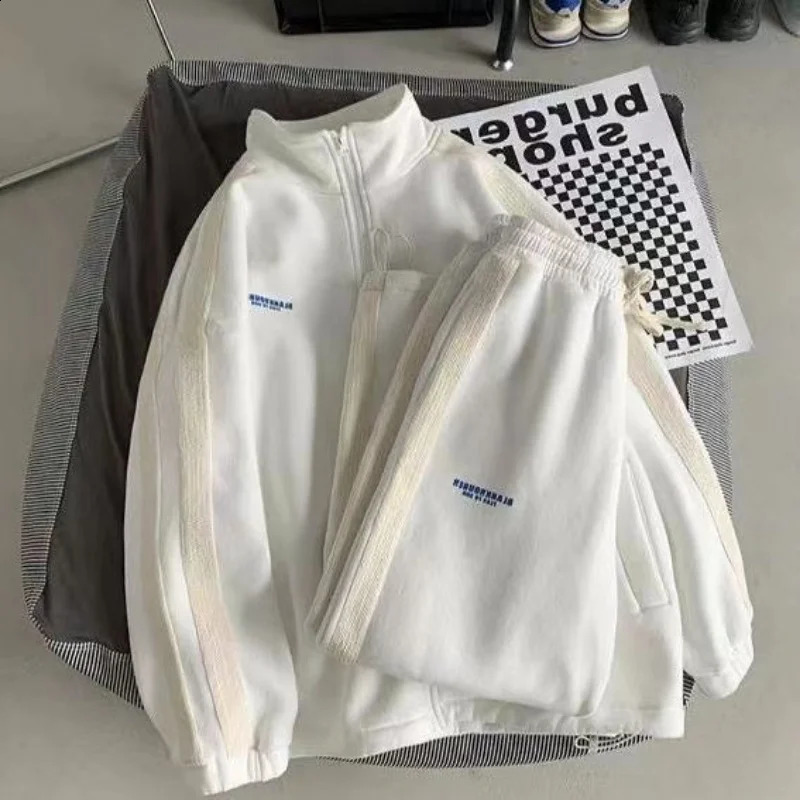 Joggers sportswear mens spring and autumn cardigan casual sports pants preparatory striped twopiece unisex 240904