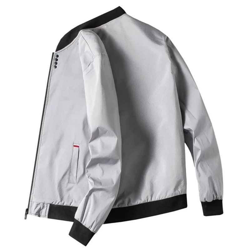2024 Spring and Autumn New Baseball Collar Short Loose Solid Color Coat Mens Business Casual Thin Coat Trend Y240906