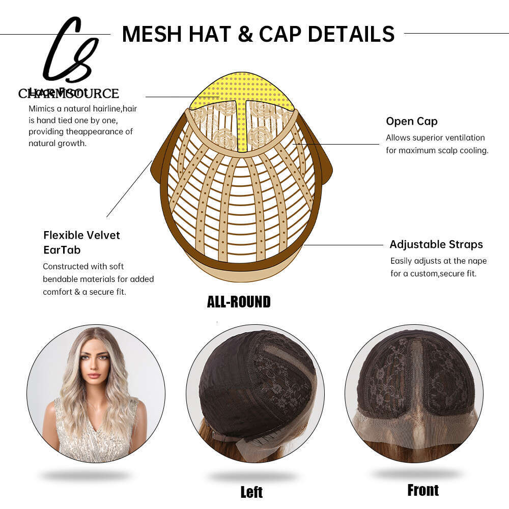 Charmsource Synthetic Wig Brown Ombre Blonde Lace Front Long Wavy With Dark Root Wigs For Women Daily Cosplay