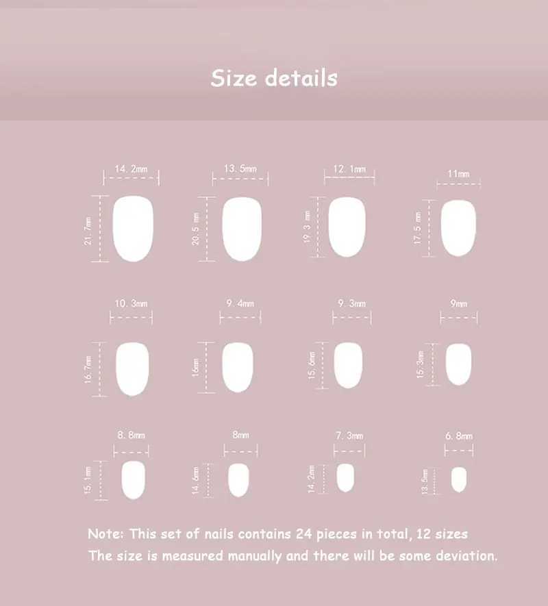 24 pieces/box wearable cute girl sweet cats eye bow short powder blusher hand made false nails W240905
