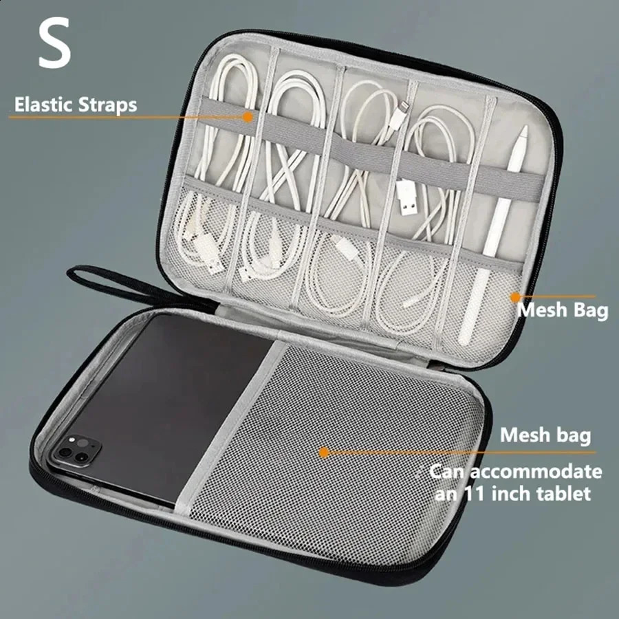 Portable data cable storage bag digital USB charger headphone power bank manager travel case box 240906