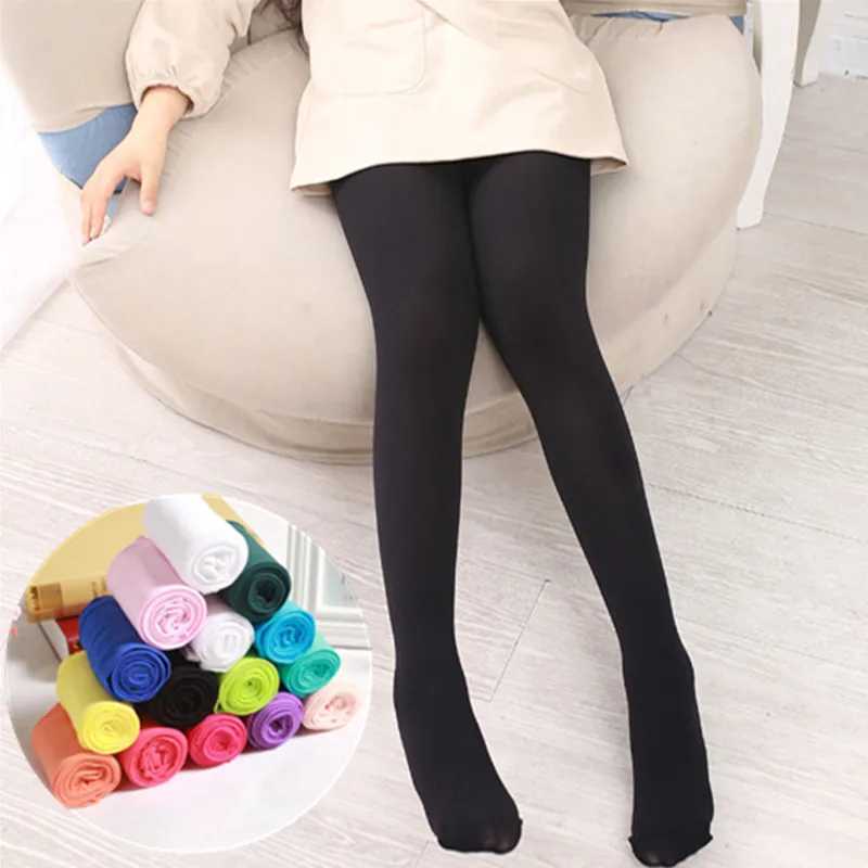 Girls Tights For Kids Spring Summer Cotton Stretch Skinny Pantyhose 3 6 8 10 12 14 Years Children Black Ballet Dance Stockings Y240906