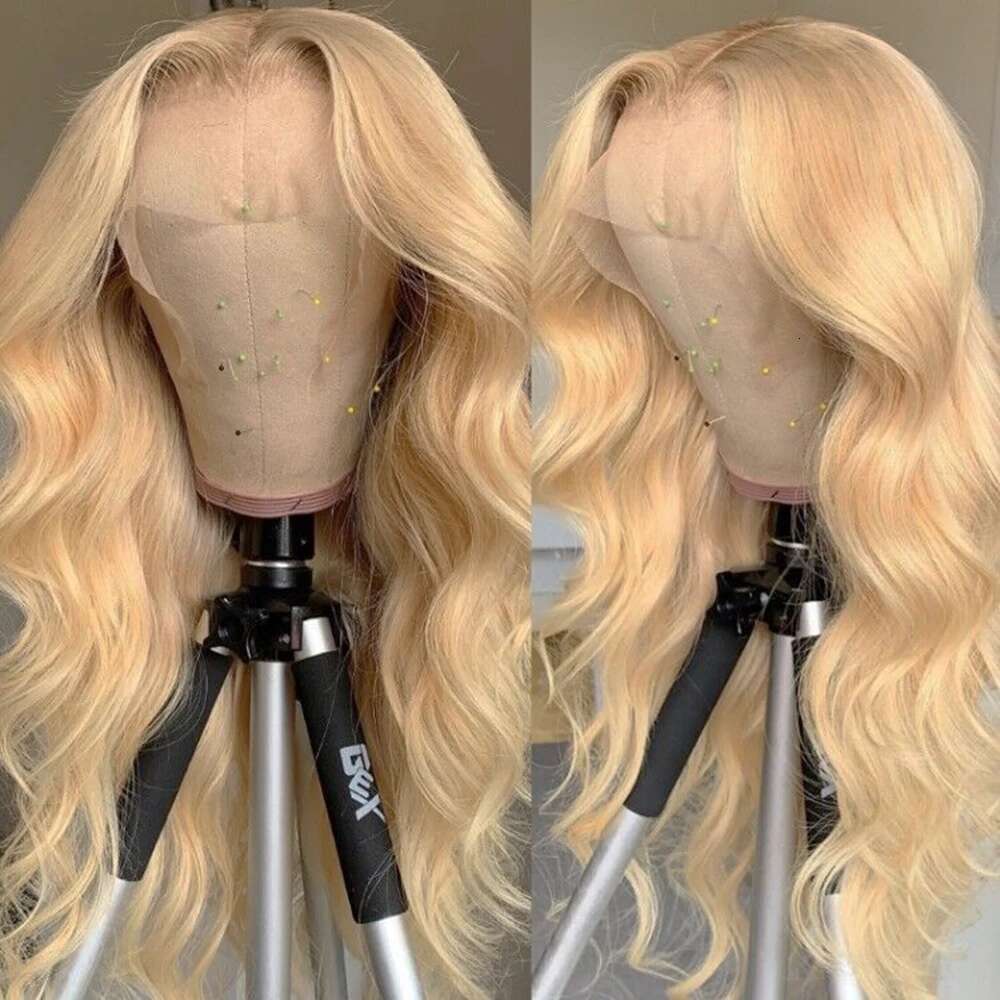 MXWIG Orange Ginger Blue Synthetic Lace Front Wig Middle Part Body Wave Wigs For Women Use Blonde Black Hair
