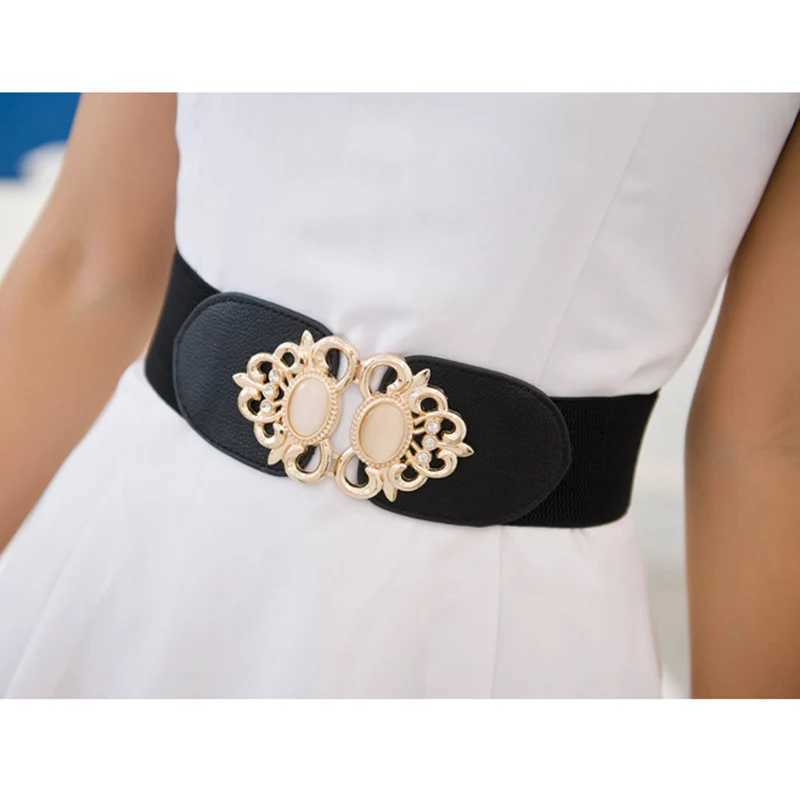65-90cm Womens Wide Belt Opal Elastic Band Womens Black Waist Cinch Belt Dress Accessories W240905