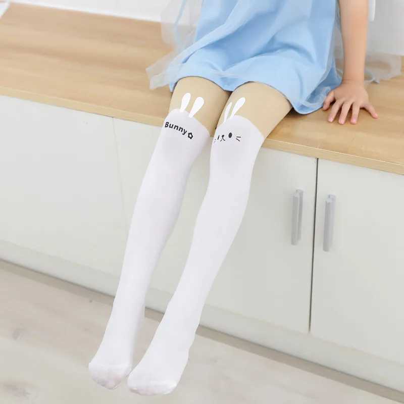Spring autumn warm children Baby Kids tights printing Cartoon Animal Bear pantyhose cat kawaii Knee tattoo Student girl stocking Y240906