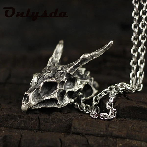 Free delivery Charm Viking Dragon Skull Pendant Necklace Mens Fashion Bicycle Rock Punk Jewelry Antique Vintage Chain Gift OSDZ107 240905