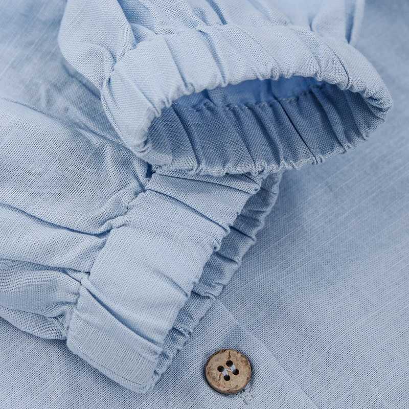 Boys Stand-Up Collar Linen Shirt 2024 Autumn New Childrens Single-Breasted Casual Daily British Style Long-Sleeved Shirts Y240906
