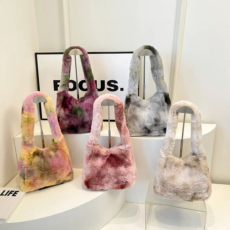 LEFTSIDE soft faux fur womens shoulder bag Y2K winter ner Korean fashion handbag trend warm cross body 240906